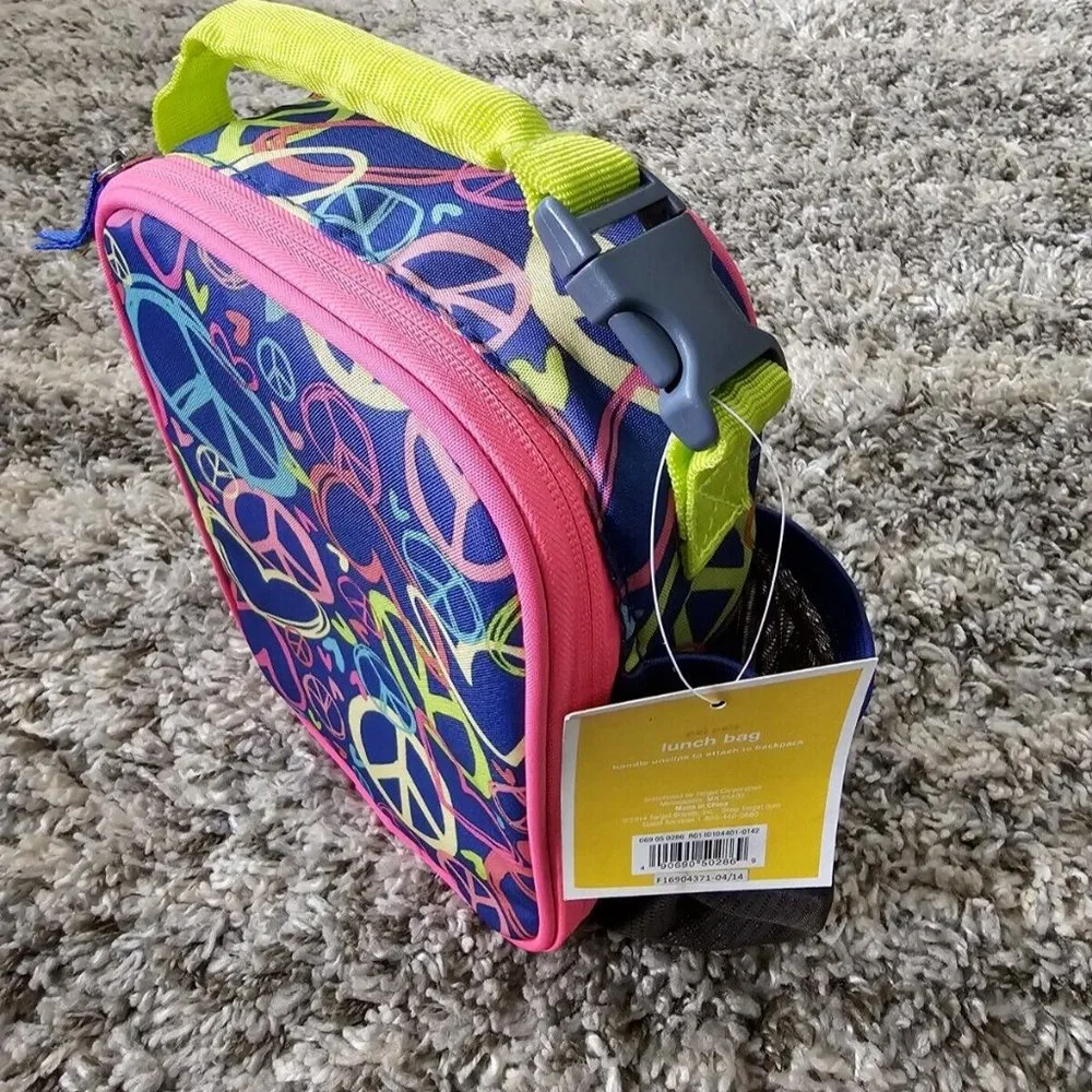 Circo Pet Pals Hearts Peace Sign Insulated Lunch Box Bag Kids School Toddler NWT
